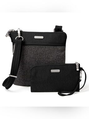 Baggallini Black Crossbody with Matching Wristlet